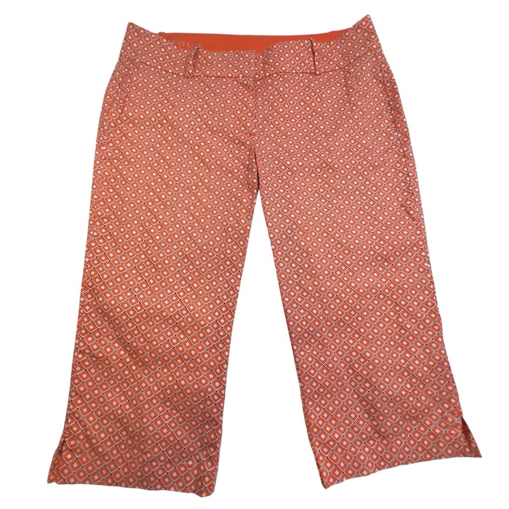 Ann Taylor Bermuda/Boardwalk Short Deep Orange‎ Geometric Print Stretch Size 4 - Picture 9 of 9